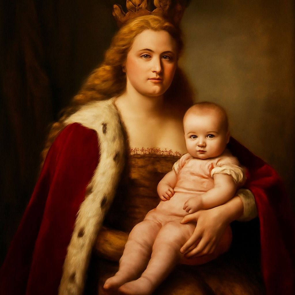 A tender family moment where a woman lovingly holds a baby, while a man peeks over her shoulder with a playful expression. The soft lighting and simple background highlight the warmth and closeness of the trio.