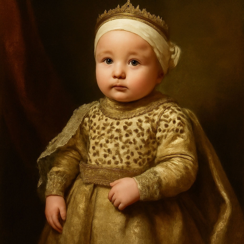 A cute baby lies comfortably on a soft surface, snuggled against a large yellow octopus plushie. The baby wears a leopard-print top, blue jeans, pink and white shoes, and a white headband with a bow, gazing curiously at the camera with big bright eyes. A milestone card is partially visible near the baby's hand, adding a charming touch to this cozy, heartwarming scene.