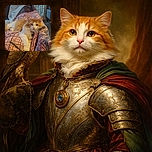 A fluffy orange and white cat lounges comfortably on a colorful patterned blanket draped over a person's legs, with a green bean resting nearby, while the cozy living room and glass door provide a warm, homely backdrop.