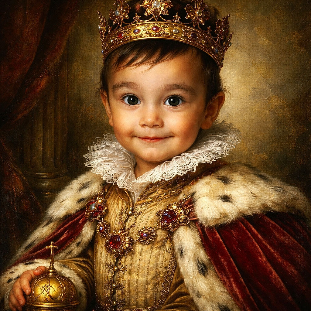 A young child dressed in a vibrant red Spider-Man costume looks at the camera with a curious and slightly mischievous expression, set against a plain light background. The image has a somewhat overexposed and pixelated effect, giving a vintage or low-resolution feel.