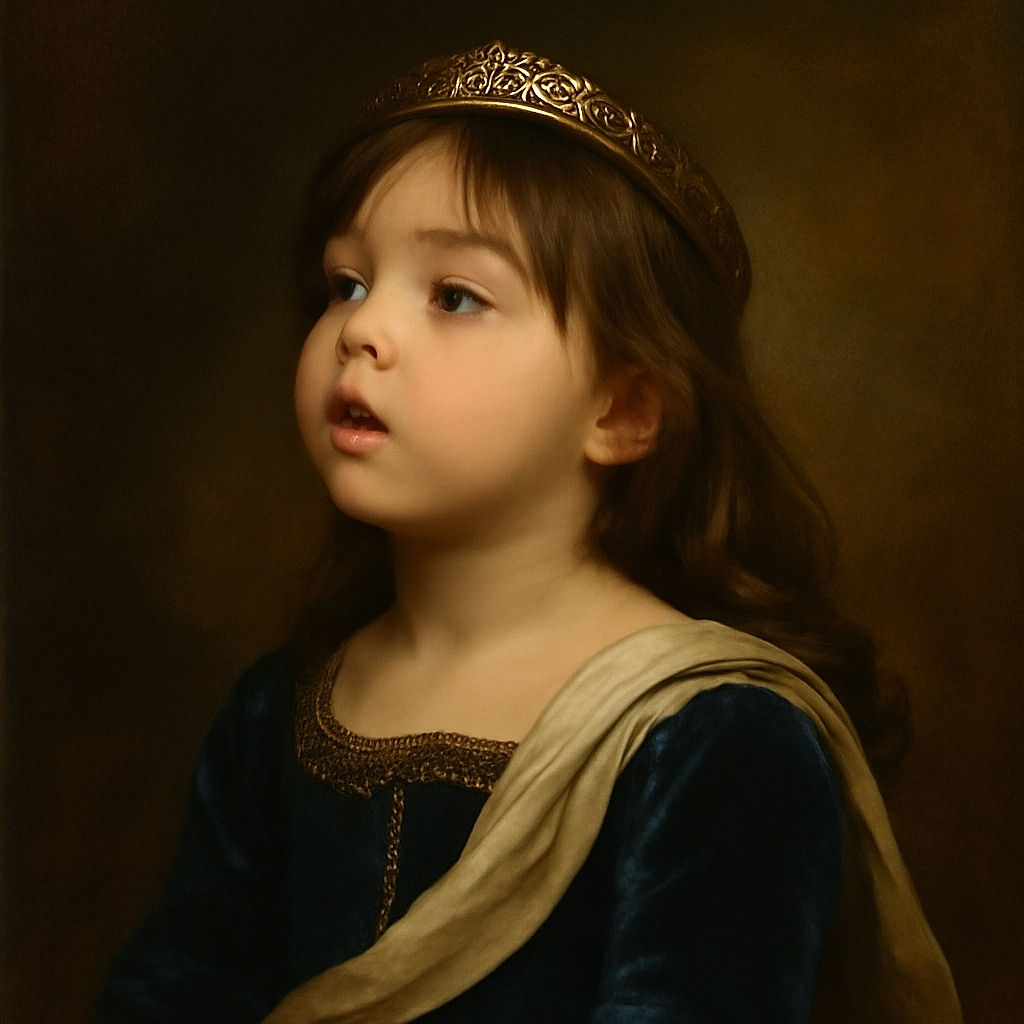 A curious toddler with tousled hair and a navy blue shirt gazes upwards, bathed in soft natural light that highlights the gentle texture of their hair and delicate facial features, sitting on a wooden floor with a green mat in the background.