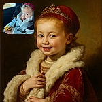 A cheeky little kid bundled up in a fluffy coat and a bright red beanie, sitting safely in a car seat, gripping a Minion toy with a mischievous smile and tongue out, while the car window shows a blurry scenic mountain view.