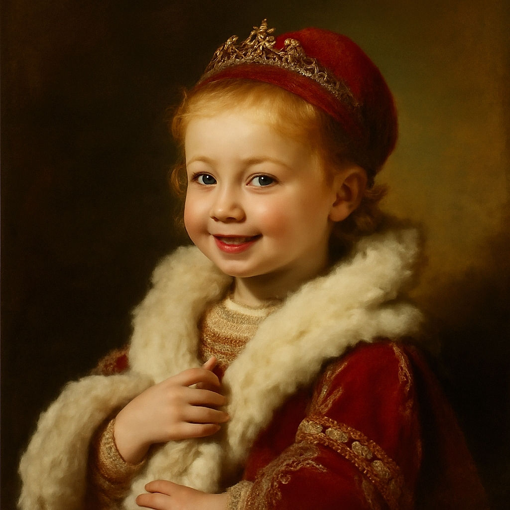 A cheeky little kid bundled up in a fluffy coat and a bright red beanie, sitting safely in a car seat, gripping a Minion toy with a mischievous smile and tongue out, while the car window shows a blurry scenic mountain view.