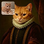 A cozy orange tabby cat lounges on a fluffy white blanket, looking intently ahead with big curious eyes, while the soft background blurs gently to keep all focus on this furry friend.