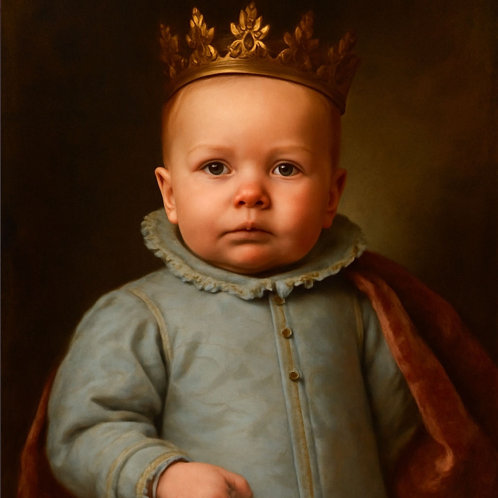 A tiny newborn baby lies on a soft blue textured blanket, wearing a cozy light blue onesie patterned with encouraging words like 'smile' and 'grow'. The baby's wide eyes gaze curiously upwards, framed by a calm and peaceful nursery setting.