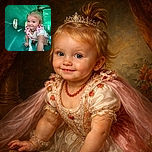 A joyful baby with a strawberry-patterned outfit and a tiny necklace is crawling inside a bright green tunnel slide, looking curiously at the camera with a cheeky smile and sparkling eyes.
