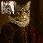 A fluffy gray tabby kitten sits attentively on a soft white surface, its big curious eyes and tiny whiskers stealing the spotlight against a plain, softly blurred background.