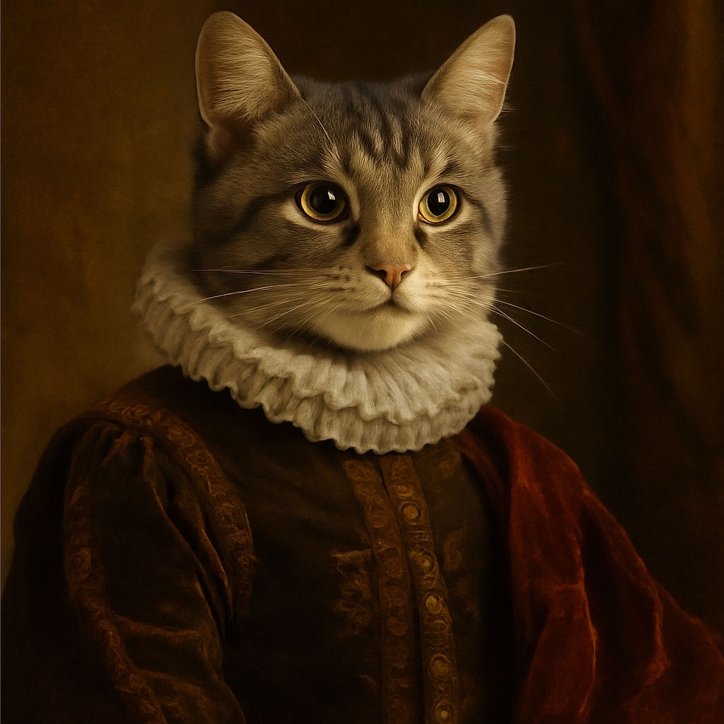 A fluffy gray tabby kitten sits attentively on a soft white surface, its big curious eyes and tiny whiskers stealing the spotlight against a plain, softly blurred background.