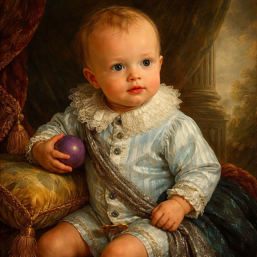 Two adorable babies enjoying a sunny day outdoors on a white blanket surrounded by colorful plastic eggs. One baby, dressed in a blue striped shirt, curiously bites a purple egg while the other baby, dressed in a pink frilly dress and matching headband, lies peacefully with eyes closed. The scene is bright, cheerful, and full of playful innocence.