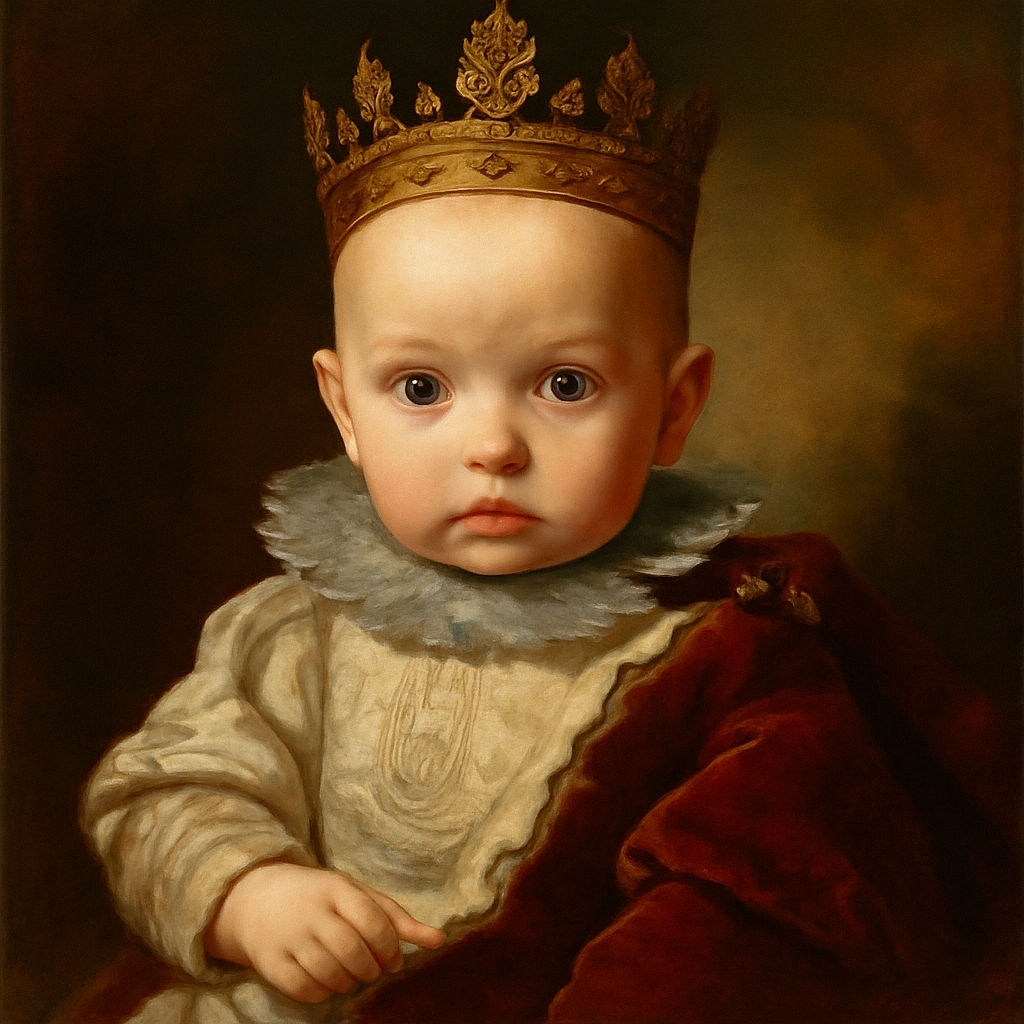 A close-up photo of a baby with big, wide eyes looking directly at the camera while sitting in a bubble bath. The soft lighting and pastel tones give the image a gentle, dreamy feel.