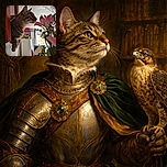 A curious tabby cat peeks through a narrow gap in the wall, sniffing a vibrant bouquet of pink lilies and white flowers. The cozy indoor setting includes a blue couch and various household items in the background, creating a warm, everyday scene.