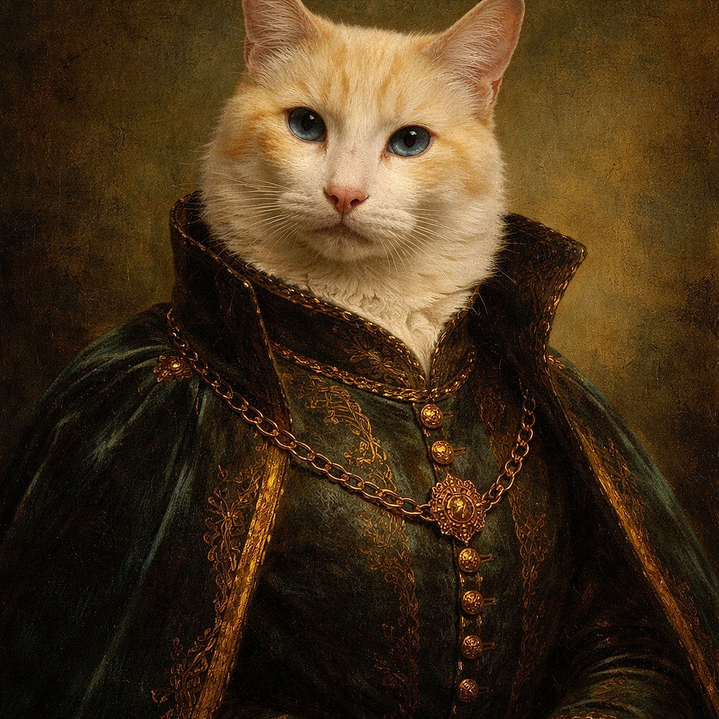 A fluffy cream-colored cat perched on a red armrest, staring directly at the camera with a calm and curious expression. The background is a bit cluttered with some items and a plain wall, and the photo includes Snapchat interface elements and a timestamp from 6 years ago.