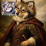 A fluffy, suspicious-looking pup gives the camera a soulful side-eye while standing among little white snowdrop flowers and garden rocks — part majestic woodland creature, part mischievous flower inspector plotting its next sniff.