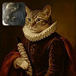 A cozy cat is curled up asleep on a soft blue blanket, clutching a striped toy with its paws. The lighting is dim and the photo is slightly blurry, giving it a relaxed, homey vibe.