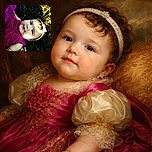 A cute baby dressed in a vibrant magenta dress with a floral detail and a white headband lies on lush green grass, bathed in soft sunlight that casts playful shadows across the face, capturing a serene and tender moment outdoors.