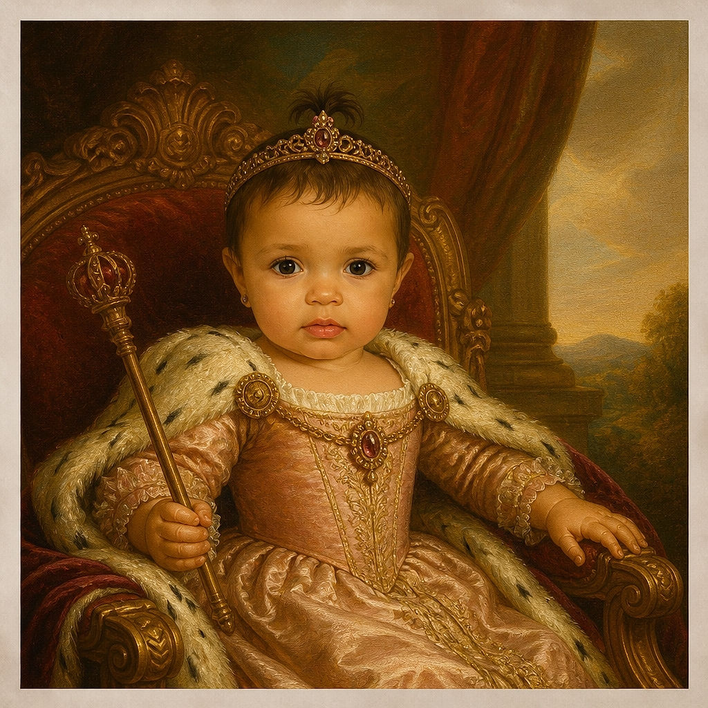 A serious-looking baby sits proudly in an adult’s arms at an outdoor gathering, giving the camera a tiny celebrity stare while trees, playground equipment, and picnic-day activity fill the background.