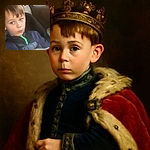 A young boy with a curious expression is seated in a car seat, sporting a navy jacket with a neon green zipper. The soft lighting highlights his light brown hair and gray eyes, while the car interior provides a neutral background.