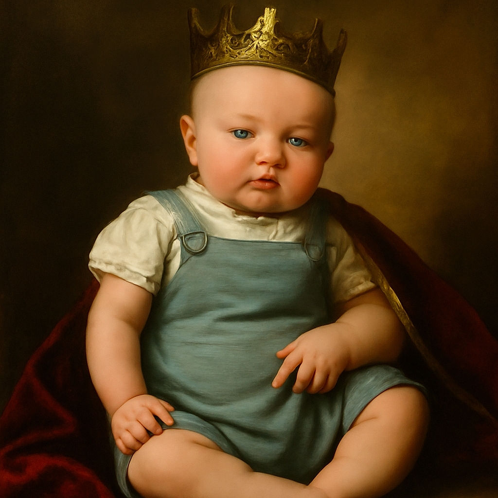 A chubby-cheeked baby in a mint green romper sits comfortably on a floral-patterned cushion, looking curiously at the camera with soft natural lighting highlighting their delicate features.