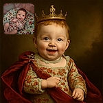 A joyful baby wearing a floral onesie is lying comfortably on a colorful, flower-patterned pillow inside a pink playpen. The baby has a big smile, bright eyes, and looks like they are ready to giggle at any moment.