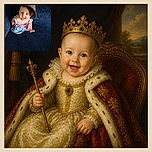 A delighted baby sits like a tiny patriotic fashion icon, grinning beneath an oversized flag-themed hat while their colorful outfit turns the couch into a miniature runway.