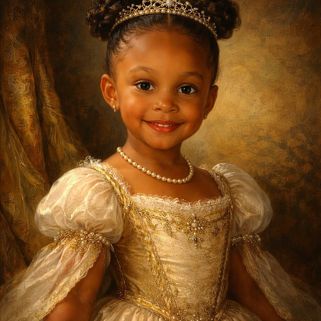 A beaming little birthday star stares at her cake like it’s the moon landing — glittery collar on her dress, playful hair buns, a butterfly party plate peeking out, and a single flame making her grin extra triumphant.