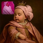 A peacefully sleeping newborn wrapped snugly in a soft pink blanket and wearing a cozy pink hat, nestled on a fluffy pink surface that looks like a warm hug in fabric form.