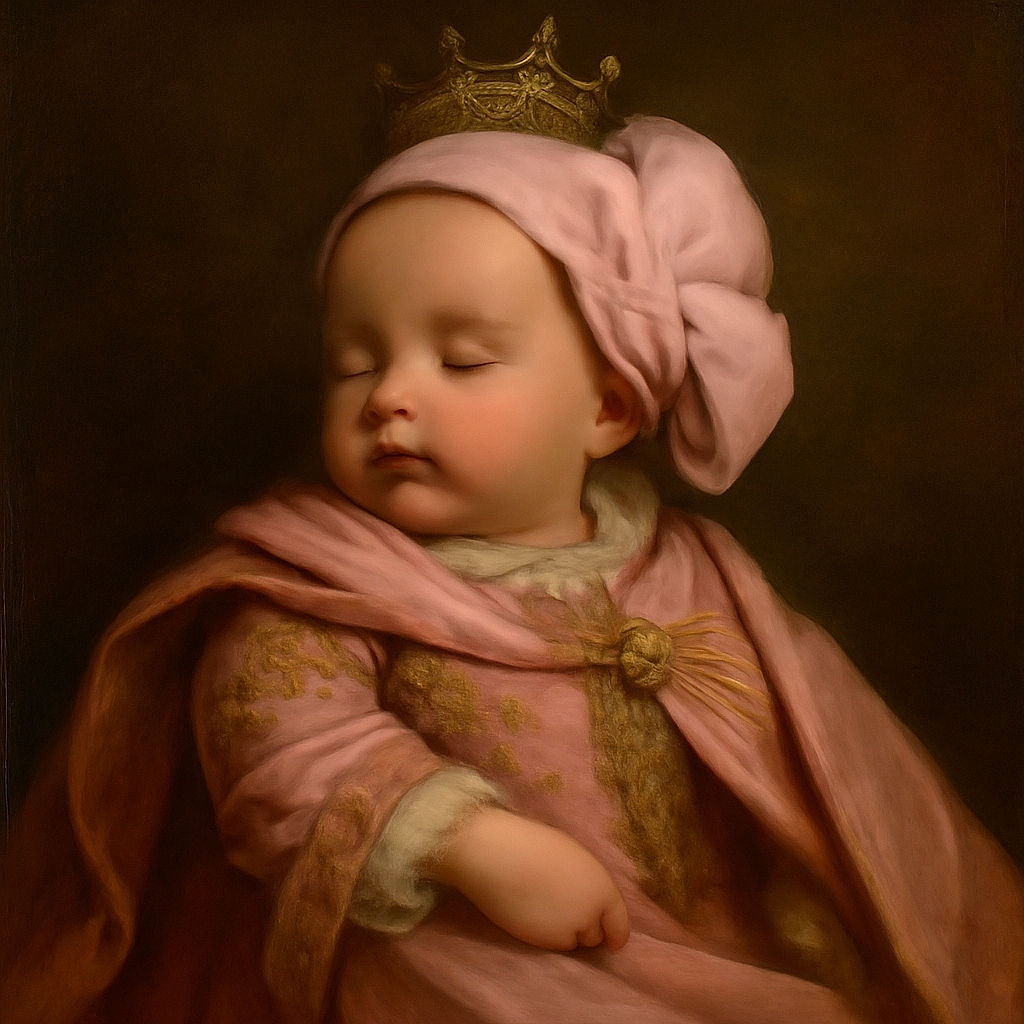 A peacefully sleeping newborn wrapped snugly in a soft pink blanket and wearing a cozy pink hat, nestled on a fluffy pink surface that looks like a warm hug in fabric form.