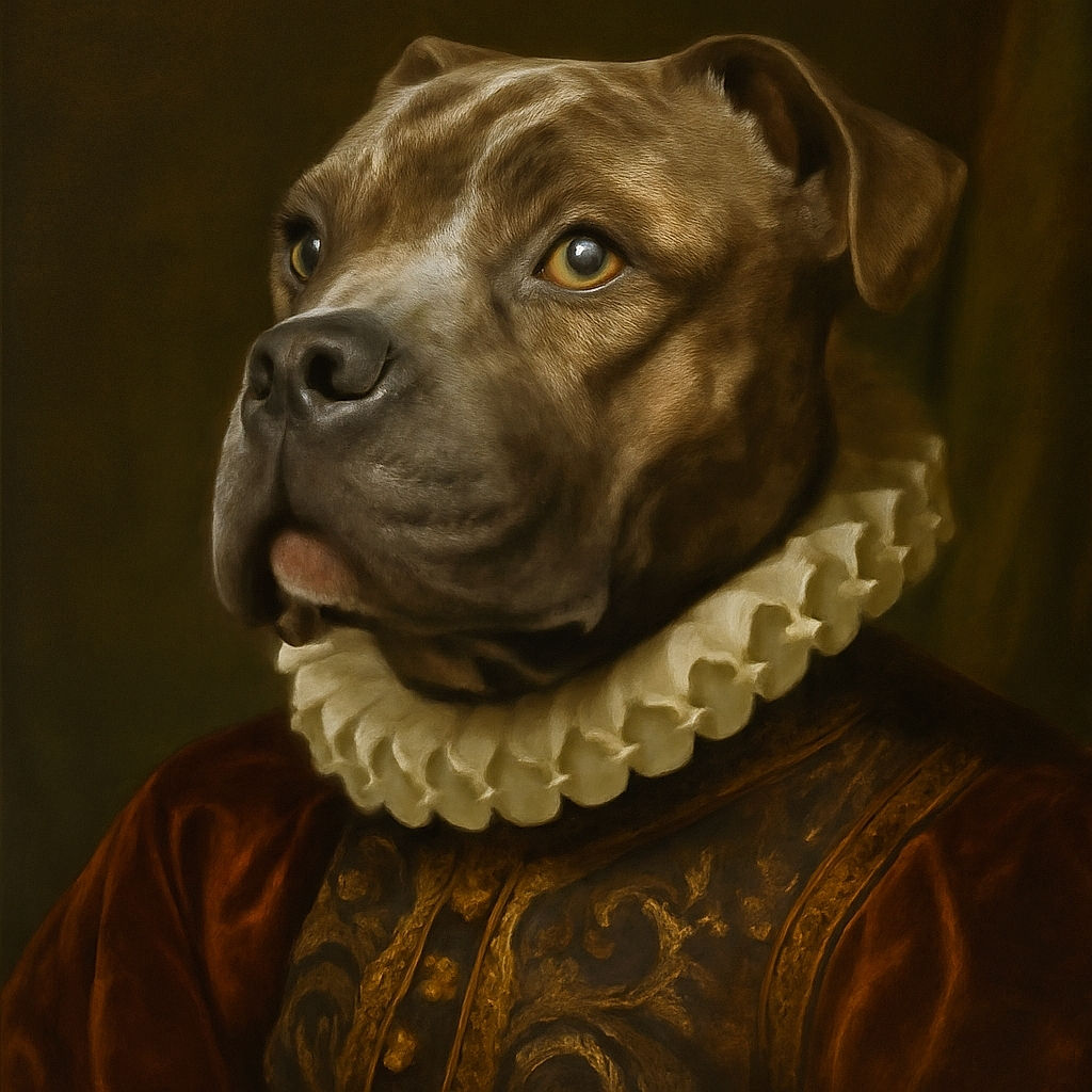 A close-up portrait of a dog with soulful eyes gazing upward, showcasing detailed textures of its fur and nose, with a softly blurred background that highlights the dog's expressive face.