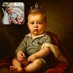 A curious baby with bright eyes and a slightly open mouth is lounging comfortably in a cozy baby seat, holding their foot with one hand while surrounded by soft cushions and a colorful toy in the background.