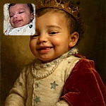 A joyful baby with tousled dark hair is smiling warmly while lying on a soft, textured blanket, dressed in a cozy white onesie decorated with cute little trees and animals.