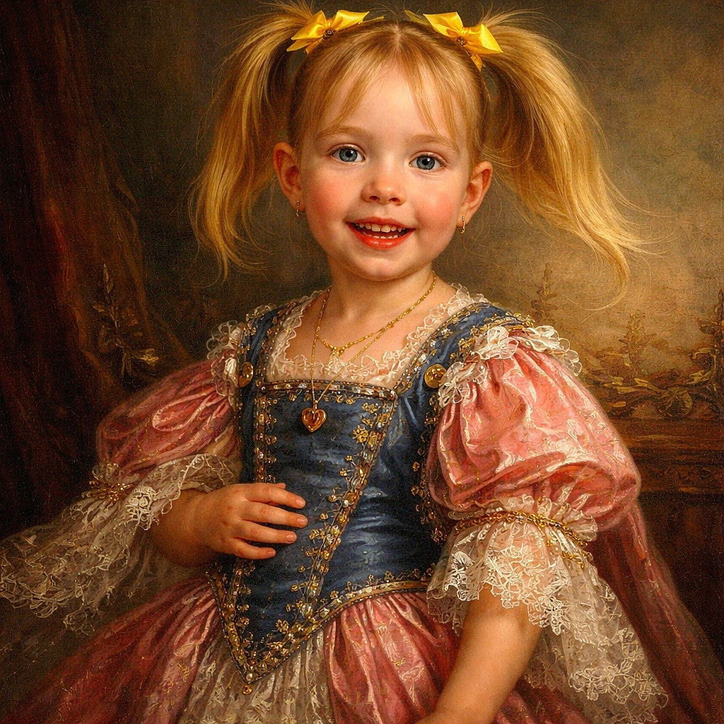 Two adorable kids captured mid-action on a porch; the girl with bright yellow bows and playful pigtails is joyfully running towards the camera while the boy in plaid stands curiously near the door mat, both framed by a cozy stone wall and a welcoming doormat.