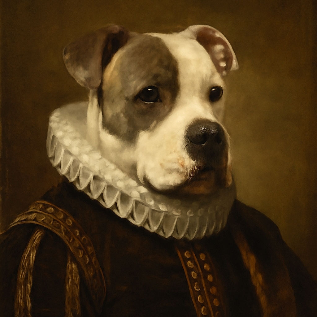 A cozy close-up selfie featuring a large dog with a white and gray face, snuggling closely with a person partially visible in the background. The image is grainy and tilted, with green text overlay saying 'I do fits...'.