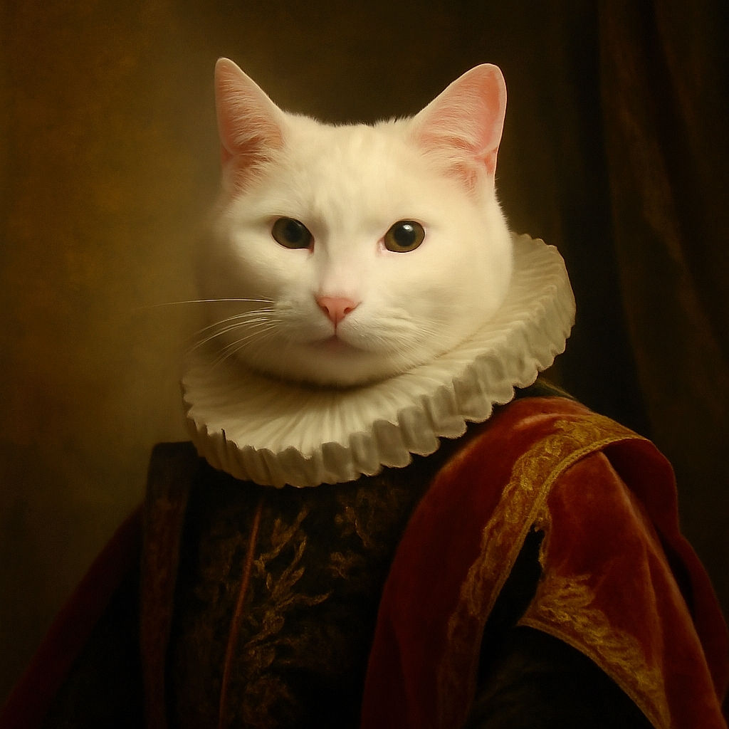A fluffy white cat peeks adorably from behind a radiator, with one paw resting on top, looking curiously at the camera in a cozy indoor setting with some household items scattered in the background.