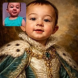 A close-up of a cute toddler wearing a bright turquoise sleeveless shirt, looking slightly amused with a soft purple wall in the background, capturing an innocent and charming moment indoors.
