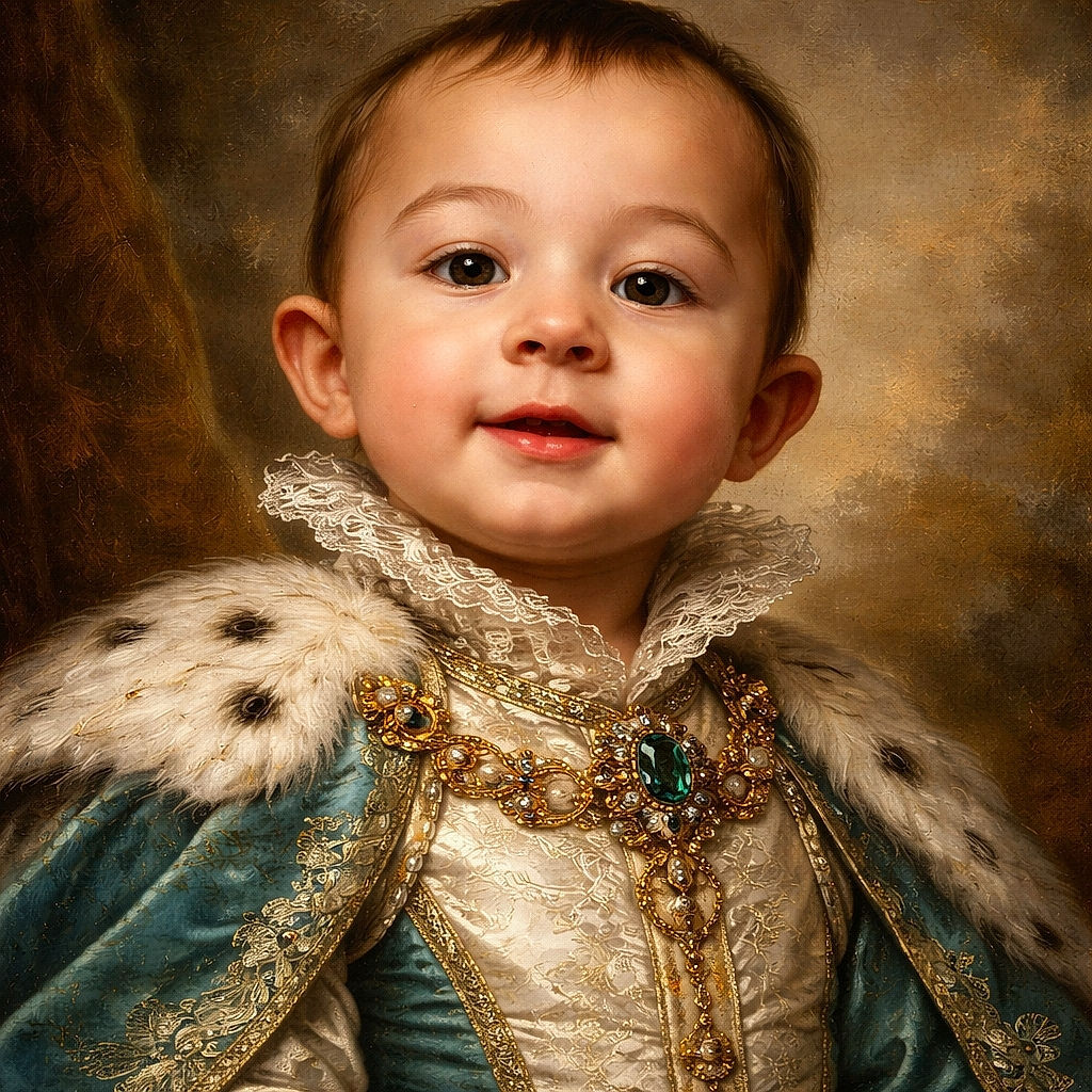 A close-up of a cute toddler wearing a bright turquoise sleeveless shirt, looking slightly amused with a soft purple wall in the background, capturing an innocent and charming moment indoors.