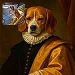 A cozy beagle lounging on a couch with a white pillow and a yellow patterned blanket, soaking up the warm sunlight while looking slightly unimpressed, surrounded by household items and soft textures.