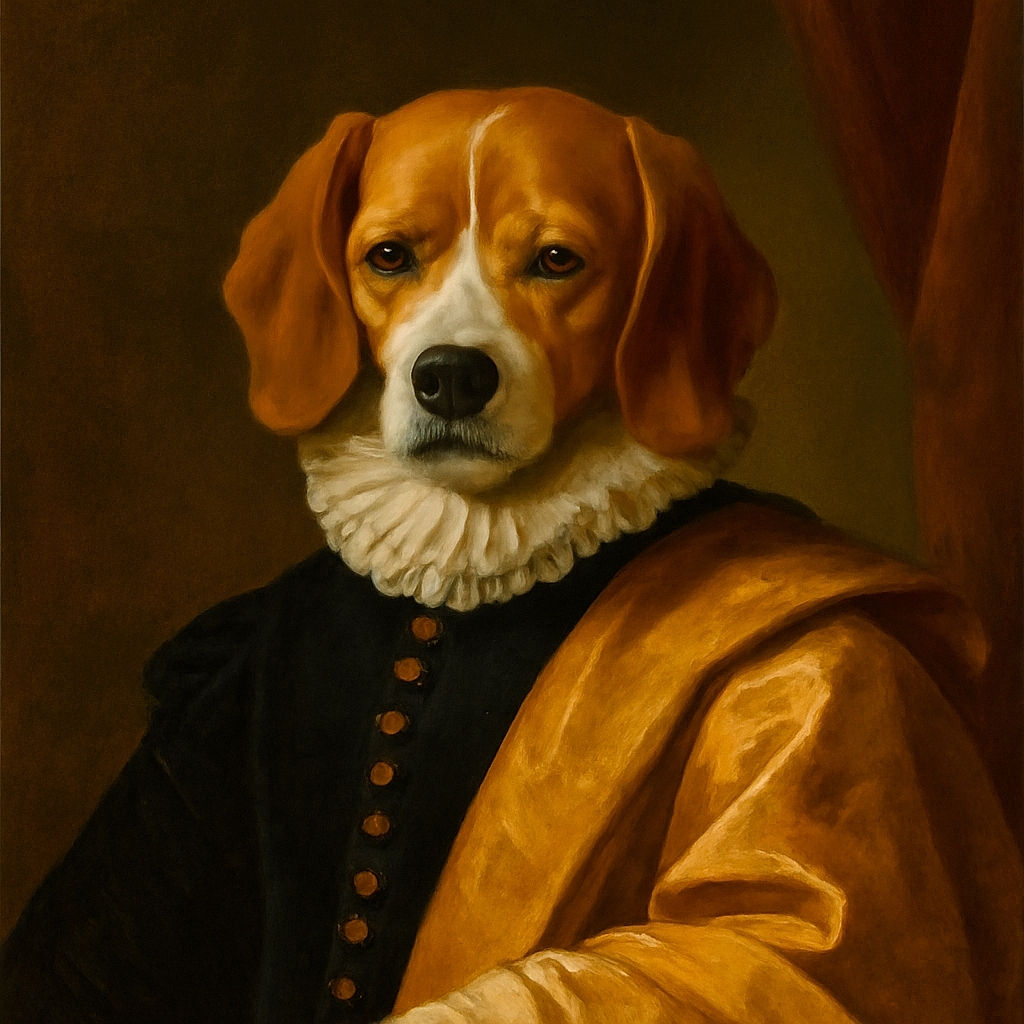 A cozy beagle lounging on a couch with a white pillow and a yellow patterned blanket, soaking up the warm sunlight while looking slightly unimpressed, surrounded by household items and soft textures.