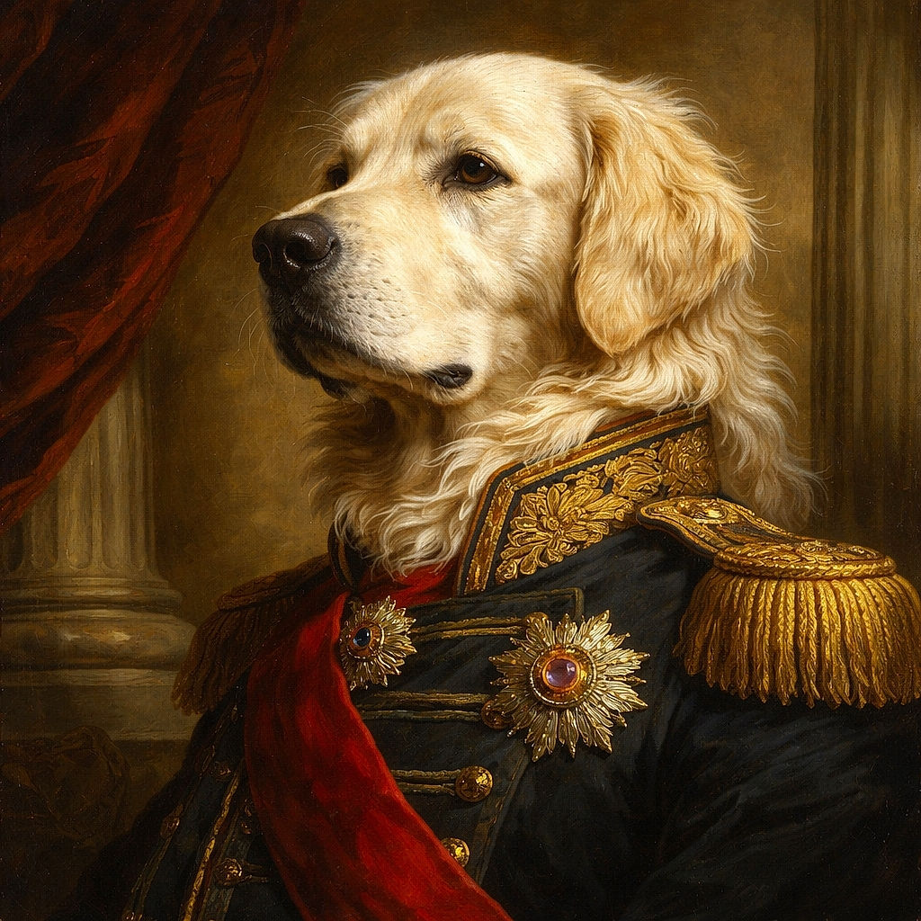 A fluffy white dog dramatically sprawled on a tiled floor, bathed in moody blue light like it’s practicing for a naptime fashion shoot — one paw flung over its face, nose peeking out, fur waving in slow-motion snores.