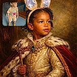 A young child dressed in tan clothing and boots, standing indoors with a curious expression. The child sports playful bunny ears and is surrounded by a casual setting with a wooden bench and some chairs in the background. The photo includes a large readable text overlay saying 'You so fresh I love you my dude' along with emojis.