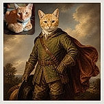 A handsome orange cat stares into the camera with the serious concentration of a tiny orange professor, paws neatly tucked on the table and blue collar proudly on display. The warm indoor lighting and soft background make this a cozy feline portrait, while the camera watermark and date sit unobtrusively along the bottom.