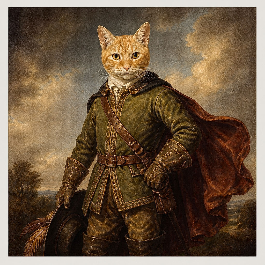 A handsome orange cat stares into the camera with the serious concentration of a tiny orange professor, paws neatly tucked on the table and blue collar proudly on display. The warm indoor lighting and soft background make this a cozy feline portrait, while the camera watermark and date sit unobtrusively along the bottom.