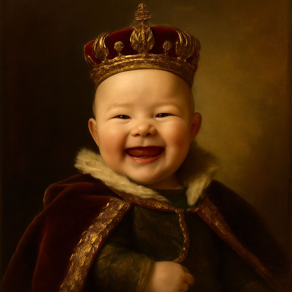 A joyful baby grins widely while strapped safely in a car seat, wearing a star-patterned outfit and clutching a colorful blanket with red polka dots, radiating pure happiness.