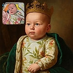 A cute baby lying on a colorful play mat, wearing a floral outfit and looking curiously at the camera, surrounded by soft blankets and toys in a cozy setting.