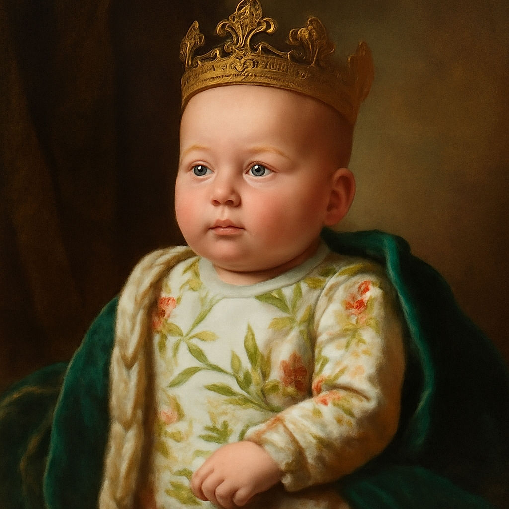 A cute baby lying on a colorful play mat, wearing a floral outfit and looking curiously at the camera, surrounded by soft blankets and toys in a cozy setting.