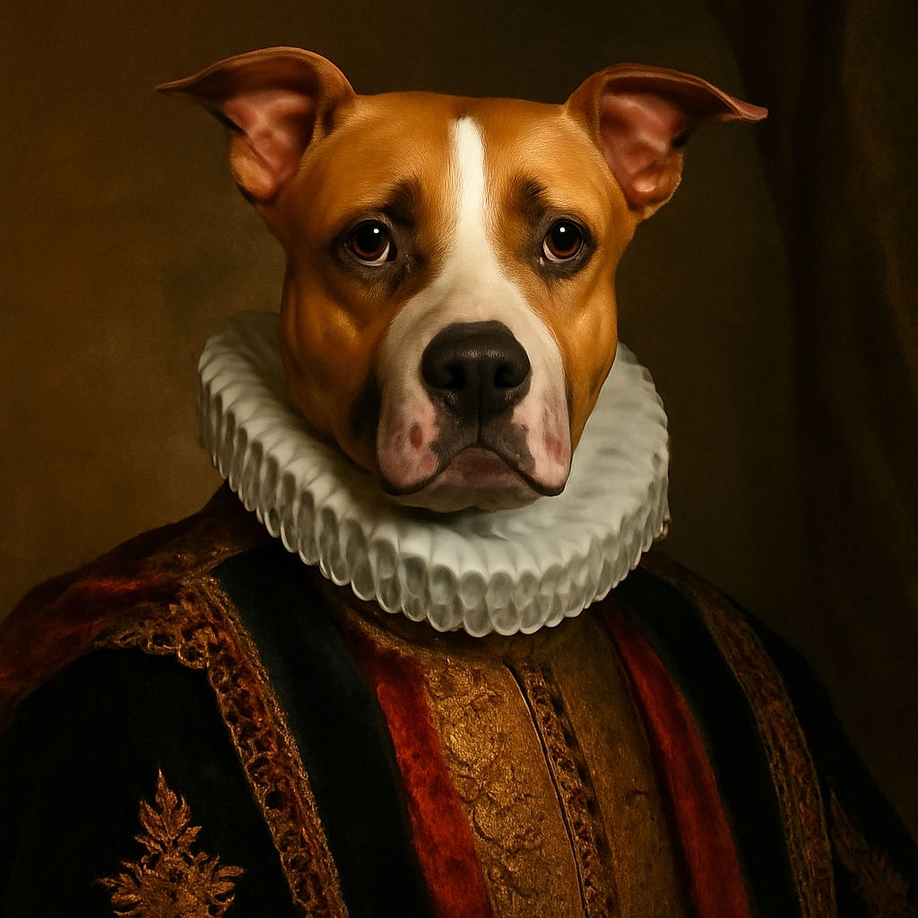 A relaxed dog lounges comfortably on a well-worn brown armchair, gazing attentively at the camera with curious eyes. The cozy indoor setting features soft natural light and a wooden floor, showcasing a candid moment of pet chill time.