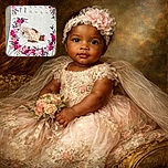 A tiny baby dressed in a strawberry-patterned outfit lies peacefully on a beautifully decorated milestone blanket adorned with vibrant pink flowers and colorful hummingbirds, ready to mark the passage of time in days, weeks, months, and years.