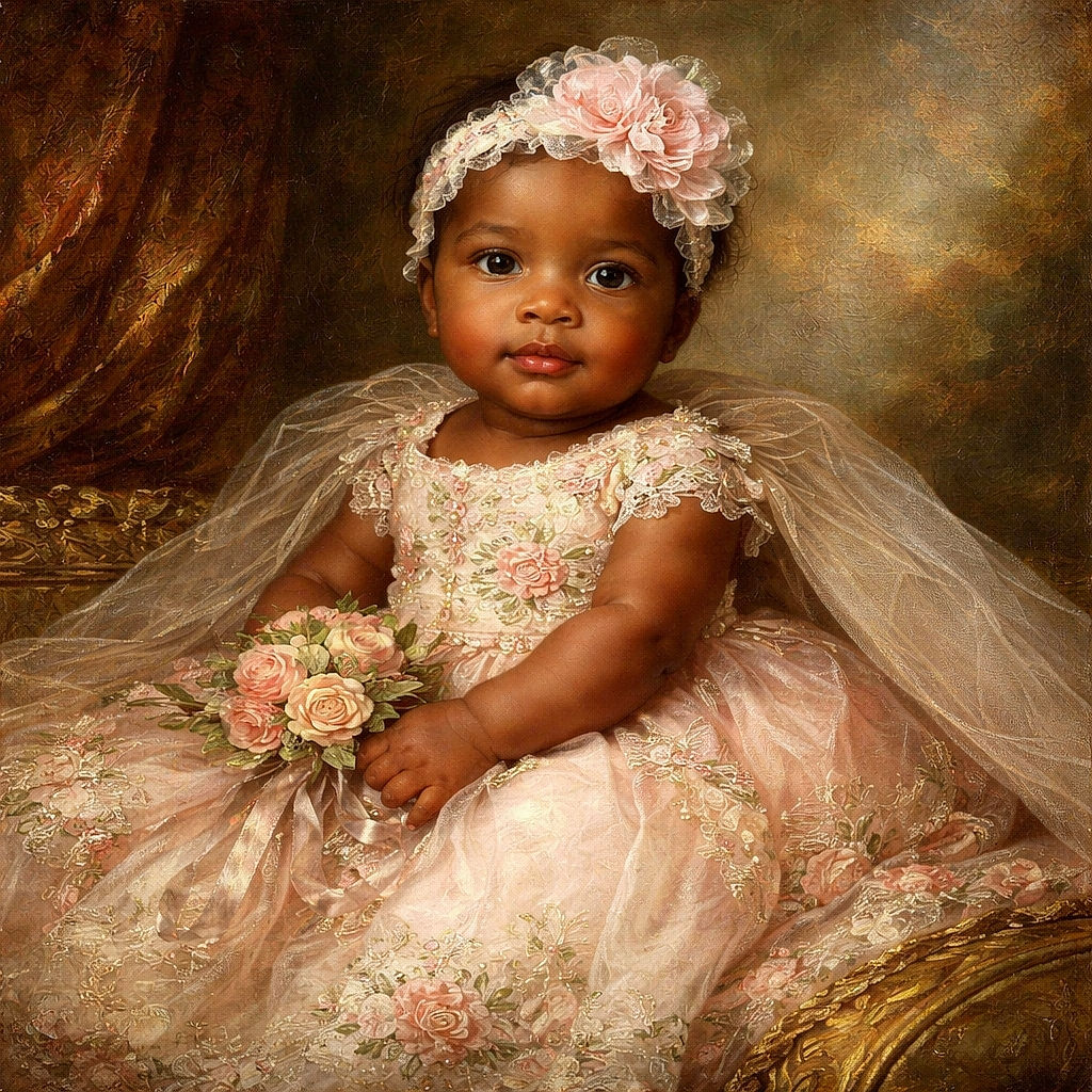 A tiny baby dressed in a strawberry-patterned outfit lies peacefully on a beautifully decorated milestone blanket adorned with vibrant pink flowers and colorful hummingbirds, ready to mark the passage of time in days, weeks, months, and years.
