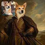 A handsome pointy-eared dog sits proudly on a couch, gazing at the camera like the serious mayor of Snuggle Town while one paw casually drapes across the blanket.