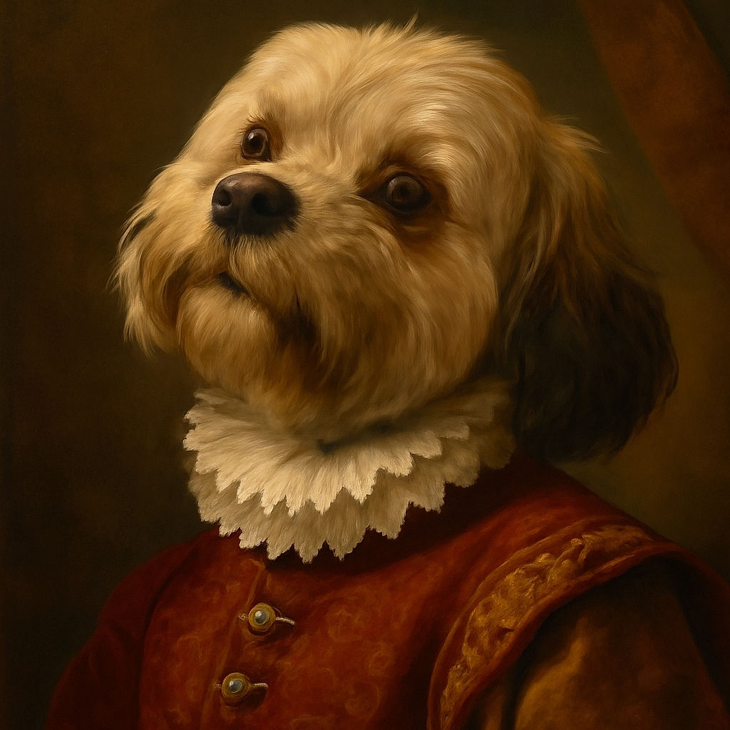 A close-up shot of a fluffy dog with a curious expression, its soft fur and soulful eyes taking center stage against a softly blurred background.