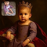 A curious toddler sits snugly inside a clear plastic storage container, gripping the edges while wearing a purple Minnie Mouse outfit. The scene is set on a patterned rug with cozy home furnishings in the background, capturing a playful and adorable moment.